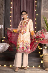 Cinnamon Satin - Huda Digital Printed & Embroidered Karandi